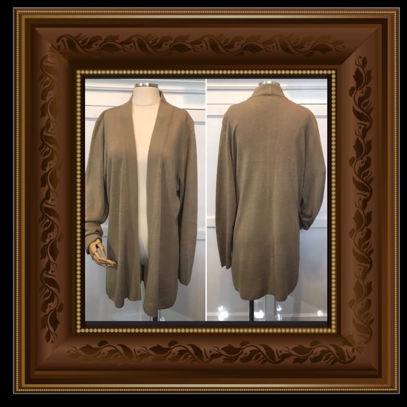 Karen Scott Tan Open Front Cardigan - Picture 1 of 8